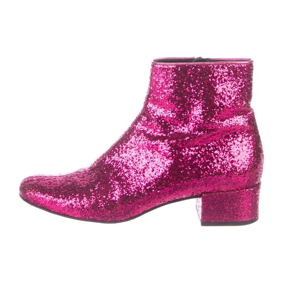 SAINT LAURENT Babies Glitter Ankle Boots - 37 - Picture 1 of 6